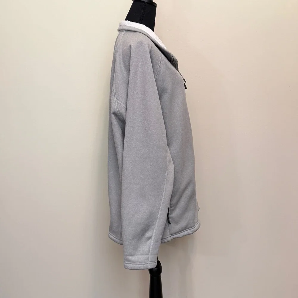 The North Face Men XXL Gray Sherpa Lined Full Zip Fleece Jacket Pockets Gorpcore